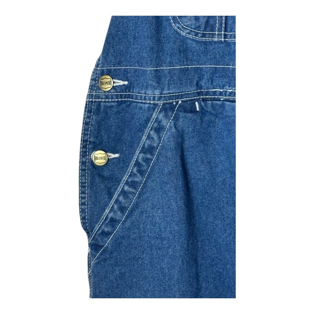 Big Smith Overalls Men 34‎ Blue Medium Wash Denim Bib Carpenter Cargo Y2K Work - Picture 4 of 12